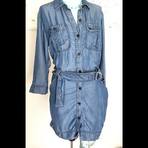 Rachel Roy Button Down Chambray Dress Pockets